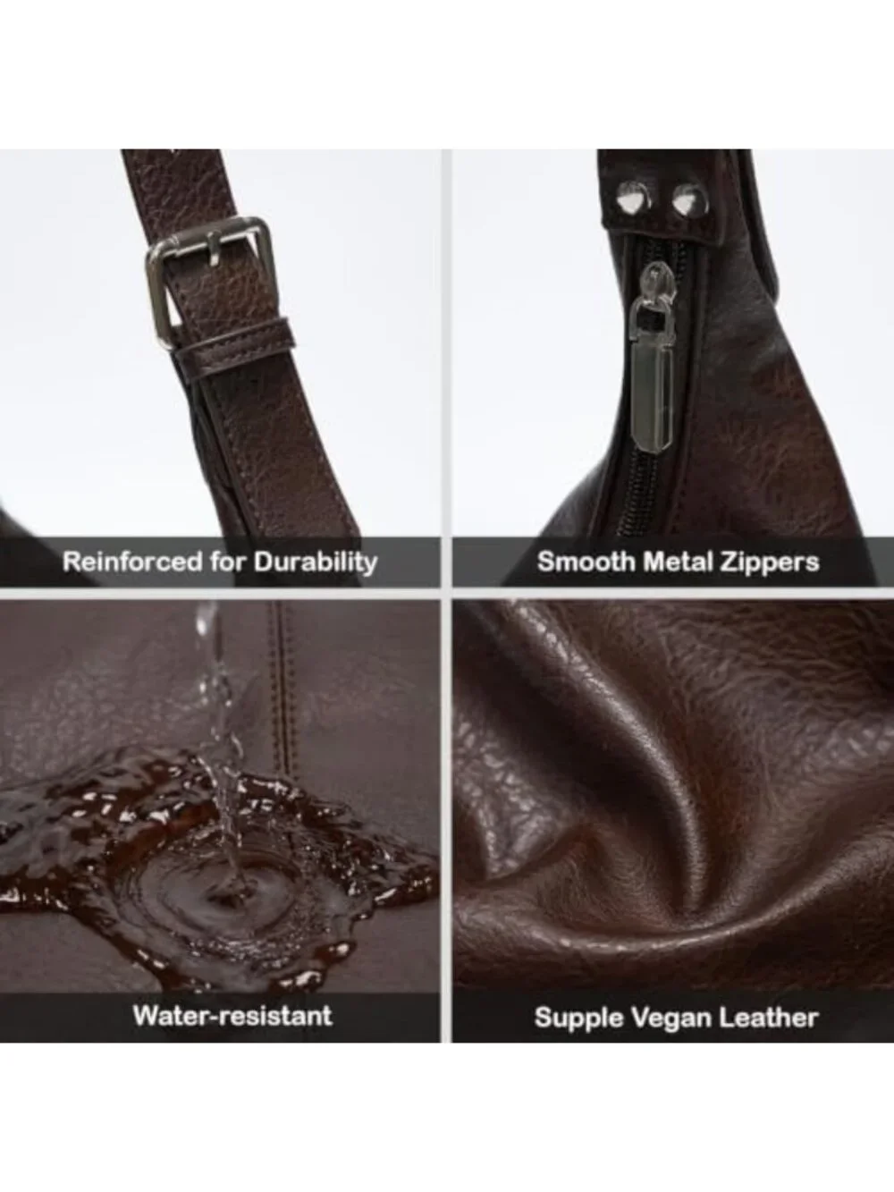 Stylish Large Vegan Leather Hobo Bag - Slouchy Shoulder Purse for Work & Daily